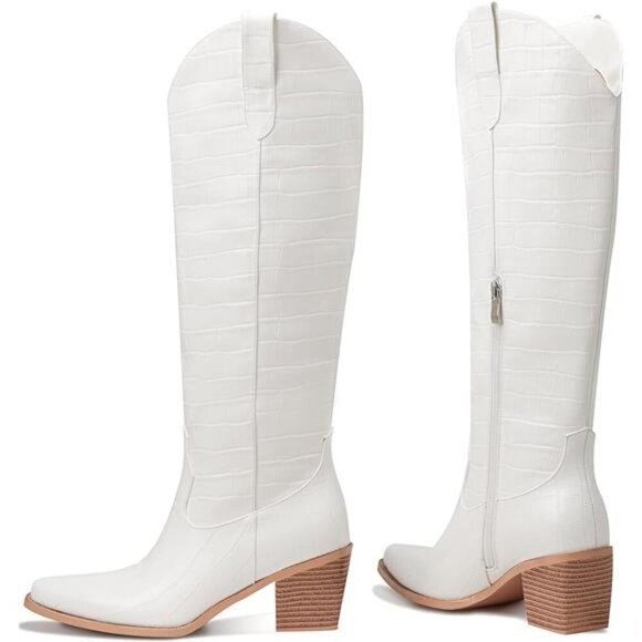 NEW  Western Cowboy Boots for Women - Knee High Wide Calf Cowgirl Boots - Picture 4 of 6